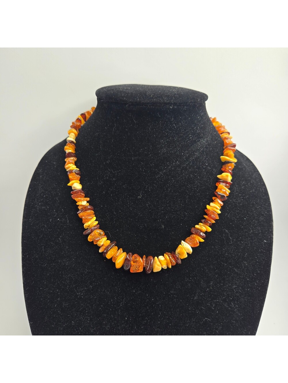 Vintage Natural Amber Chip Necklace Honey Butterscotch Cognac Beaded 1980s